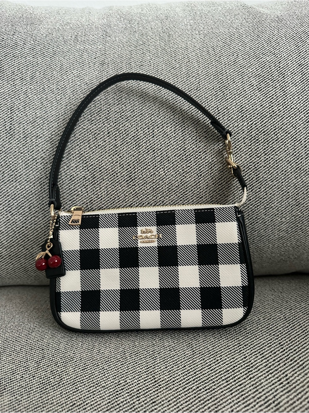 Coach Nolita 19 With Gingham Print And Charm CEN01
